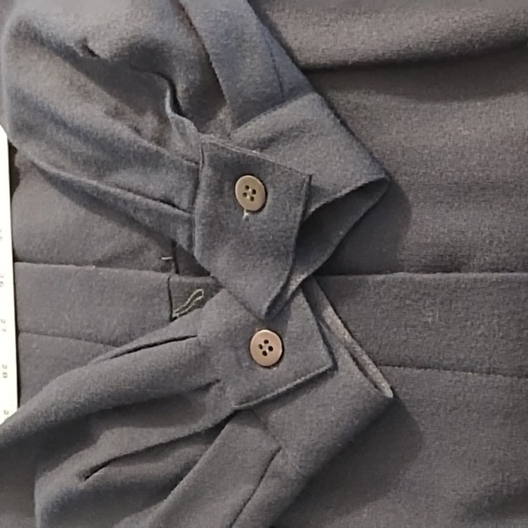 Lands End Navy Shirt Waist Covered Button Placket Wool Fully Lined Dress Pockets - Picture 8 of 16